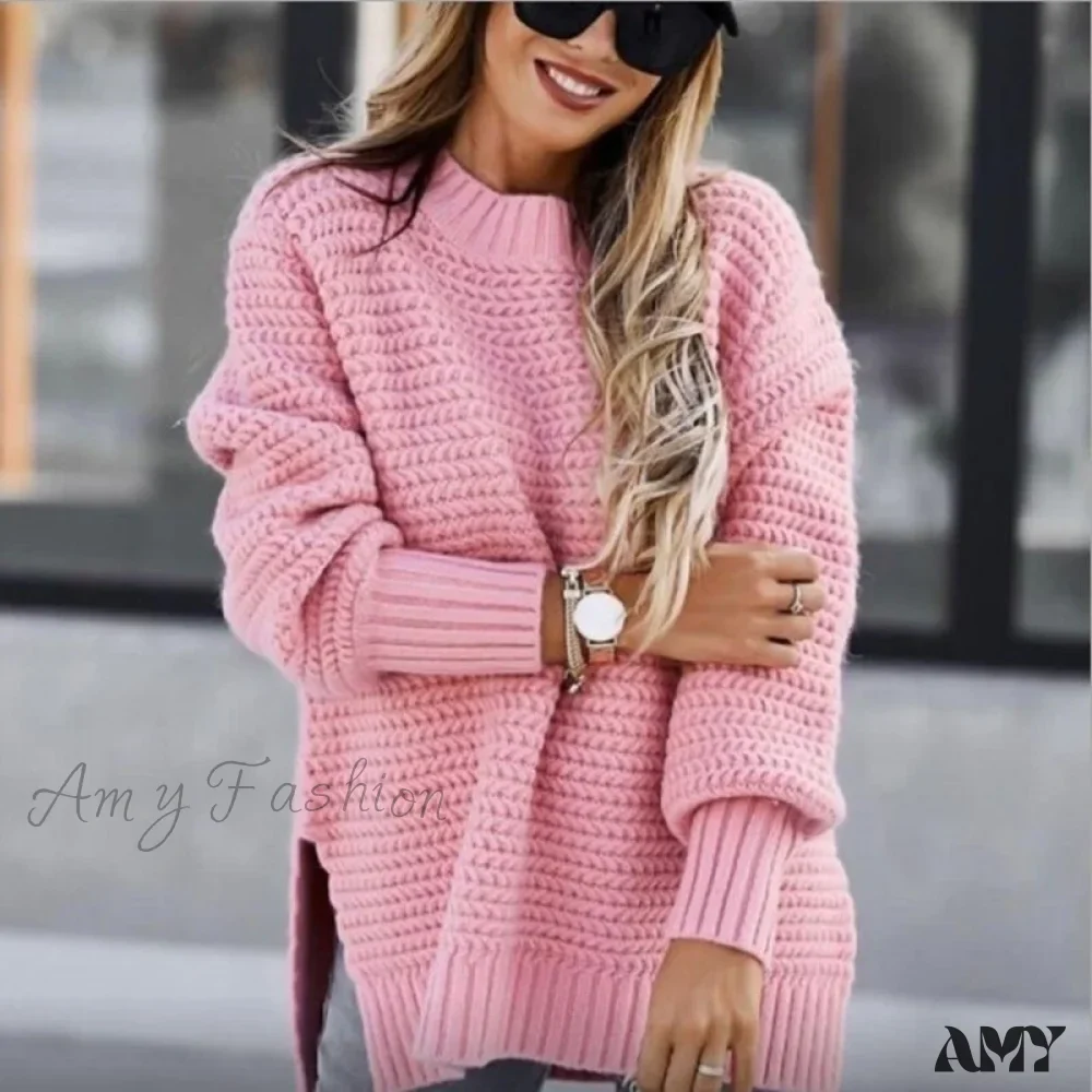 Amy Fashion - Knitted Casual O Neck Long Sleeve Fashion Sweater - Image 11