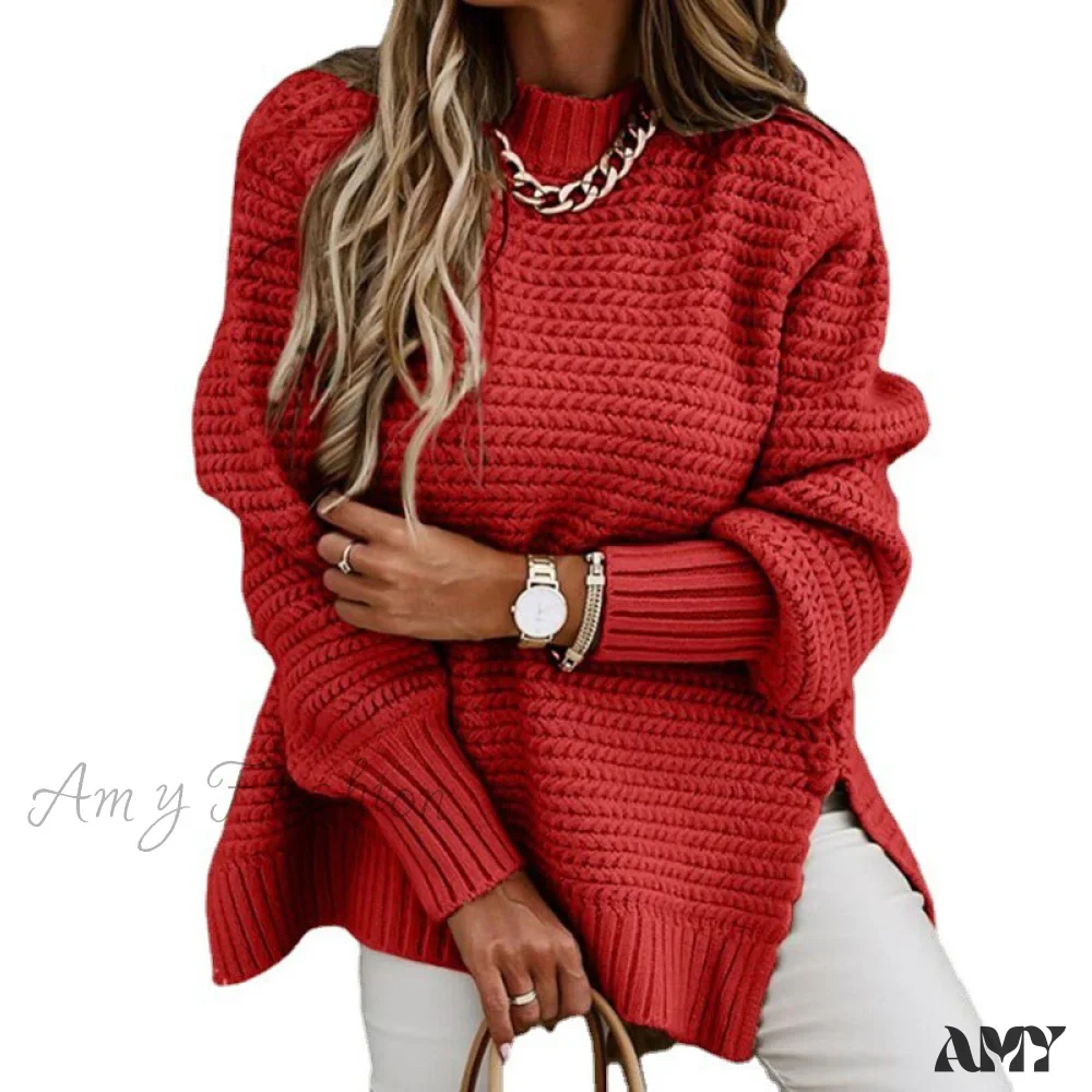 Amy Fashion - Knitted Casual O Neck Long Sleeve Fashion Sweater - Image 12