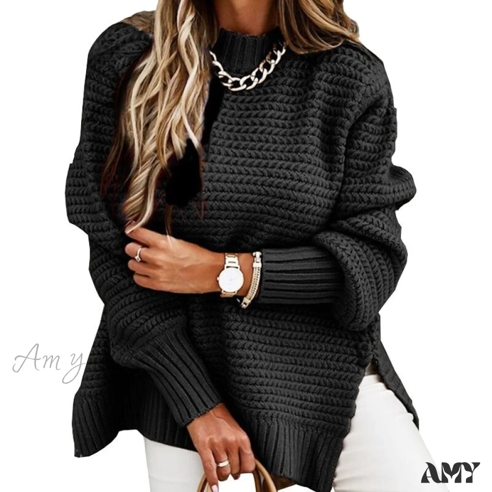 Amy Fashion - Knitted Casual O Neck Long Sleeve Fashion Sweater - Image 13