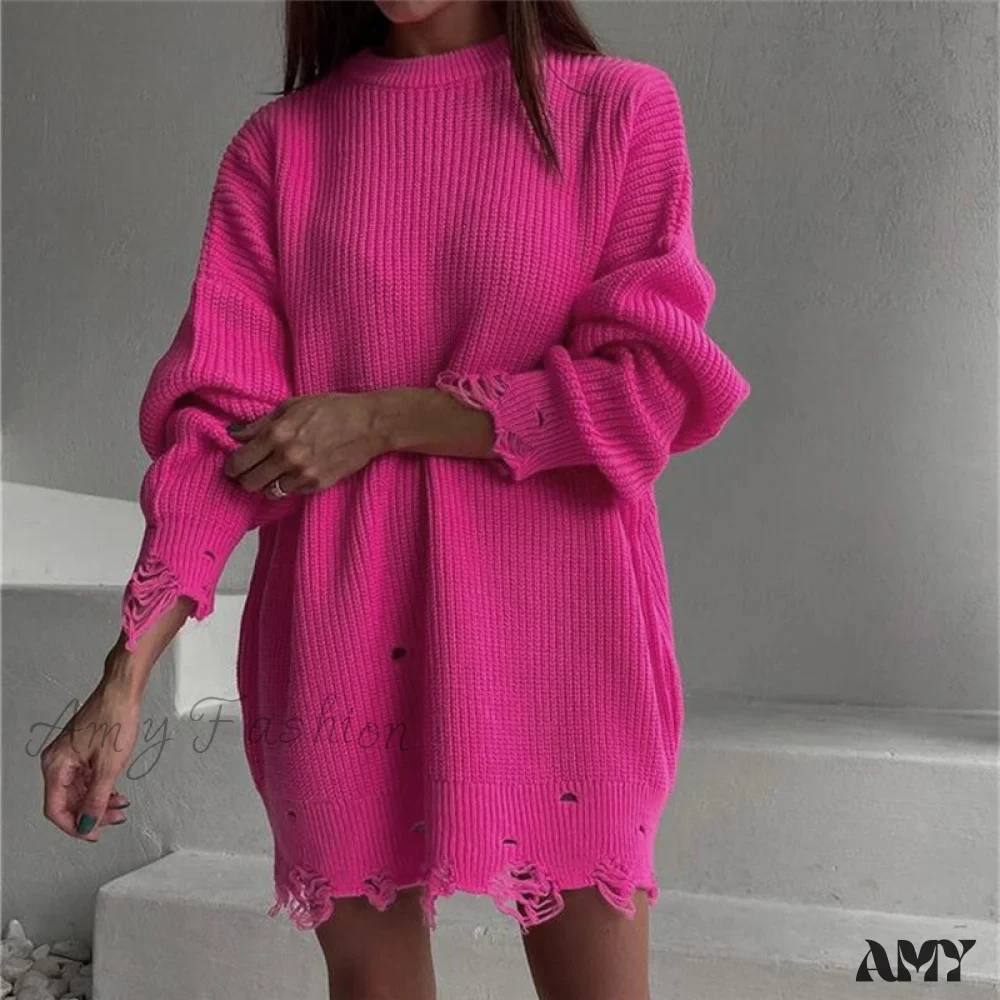 Amy Fashion - Knitted Casual O Neck Long Sleeve Fashion Sweater - Image 14