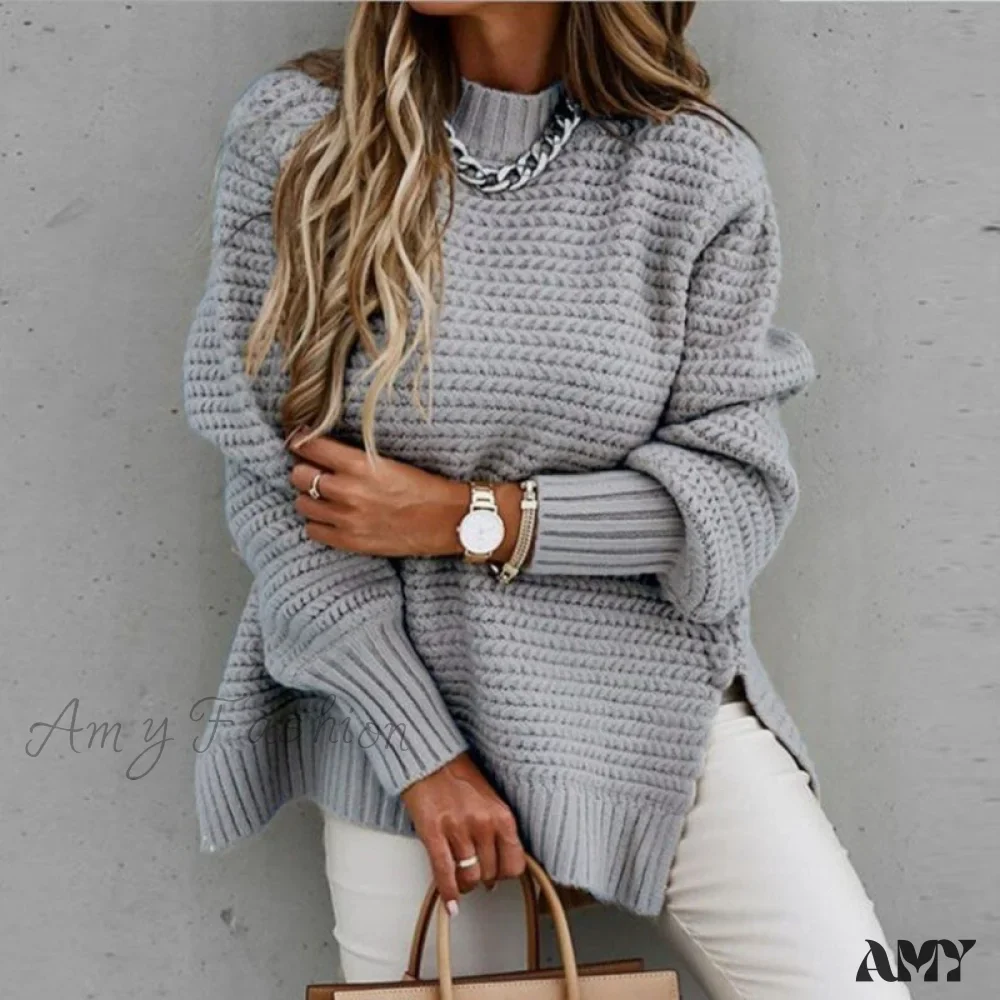 Amy Fashion - Knitted Casual O Neck Long Sleeve Fashion Sweater - Image 17