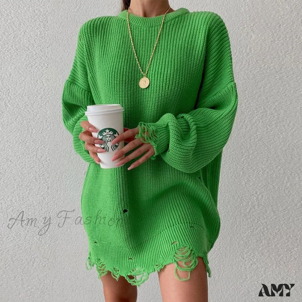 Amy Fashion - Knitted Casual O Neck Long Sleeve Fashion Sweater - Image 3
