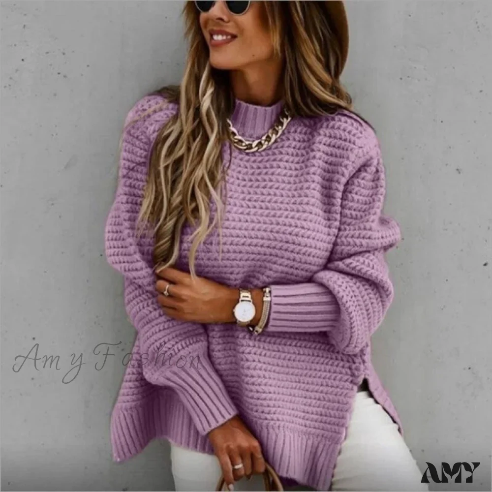 Amy Fashion - Knitted Casual O Neck Long Sleeve Fashion Sweater - Image 4