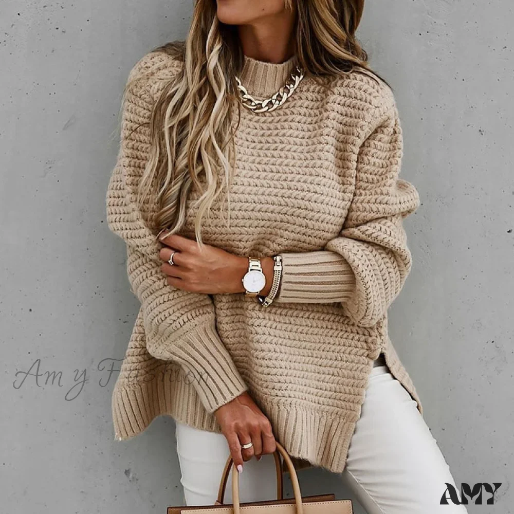 Amy Fashion - Knitted Casual O Neck Long Sleeve Fashion Sweater - Image 6
