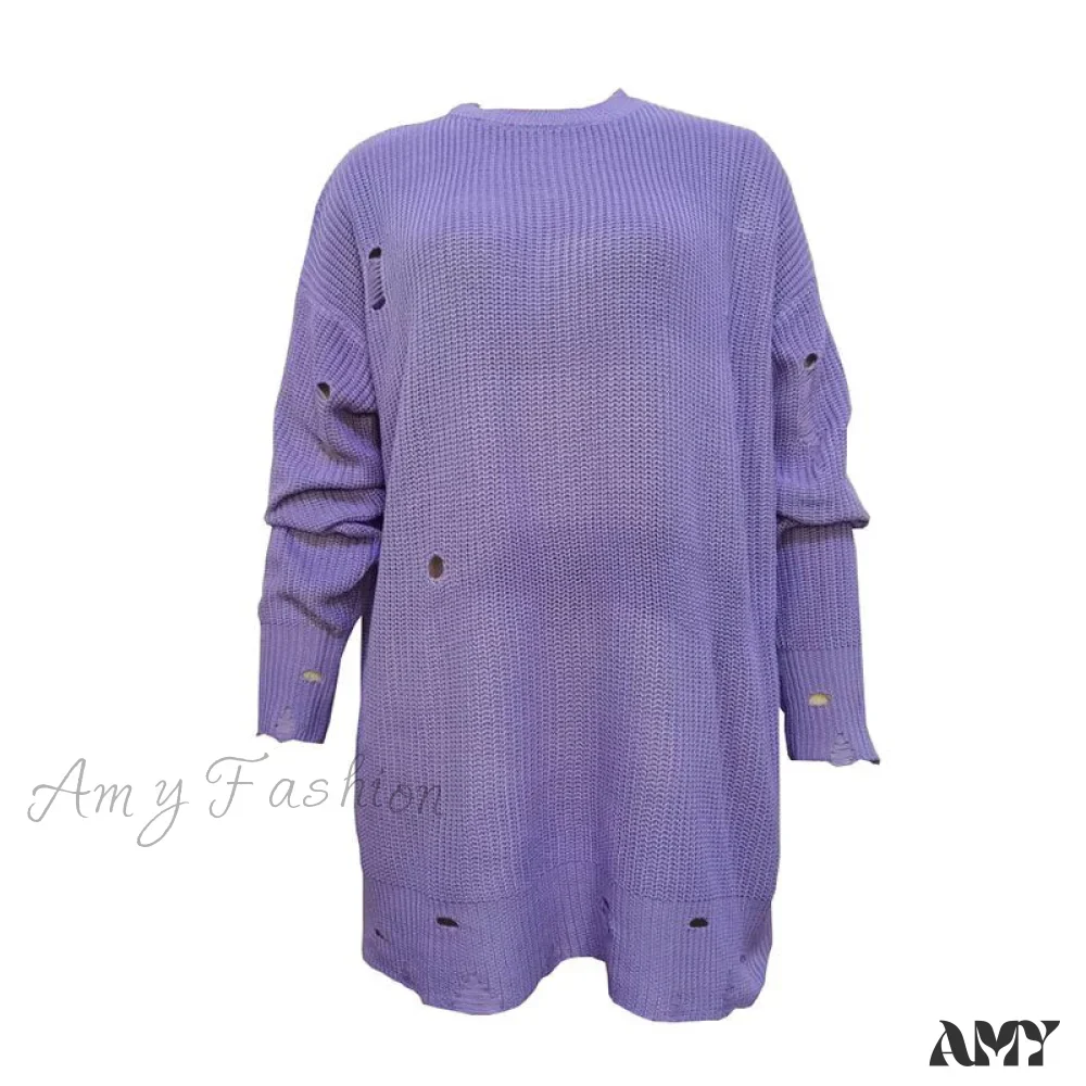 Amy Fashion - Knitted Casual O Neck Long Sleeve Fashion Sweater - Image 8
