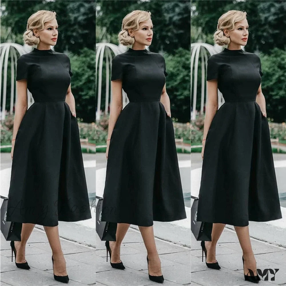Amy Fashion - Half High Collar High Waist A-Line Dresses Slim Fit Midi Dress - Image 3