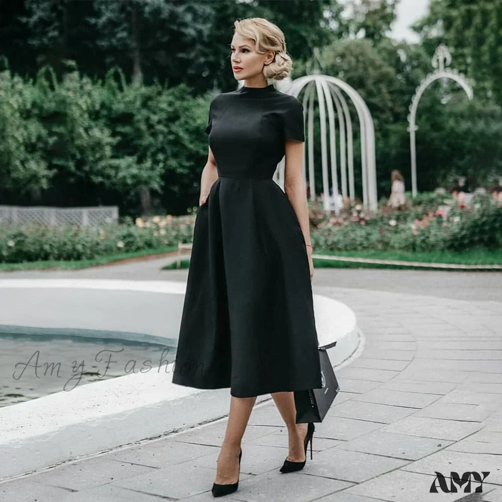 Amy Fashion - Half High Collar High Waist A-Line Dresses Slim Fit Midi Dress - Image 5