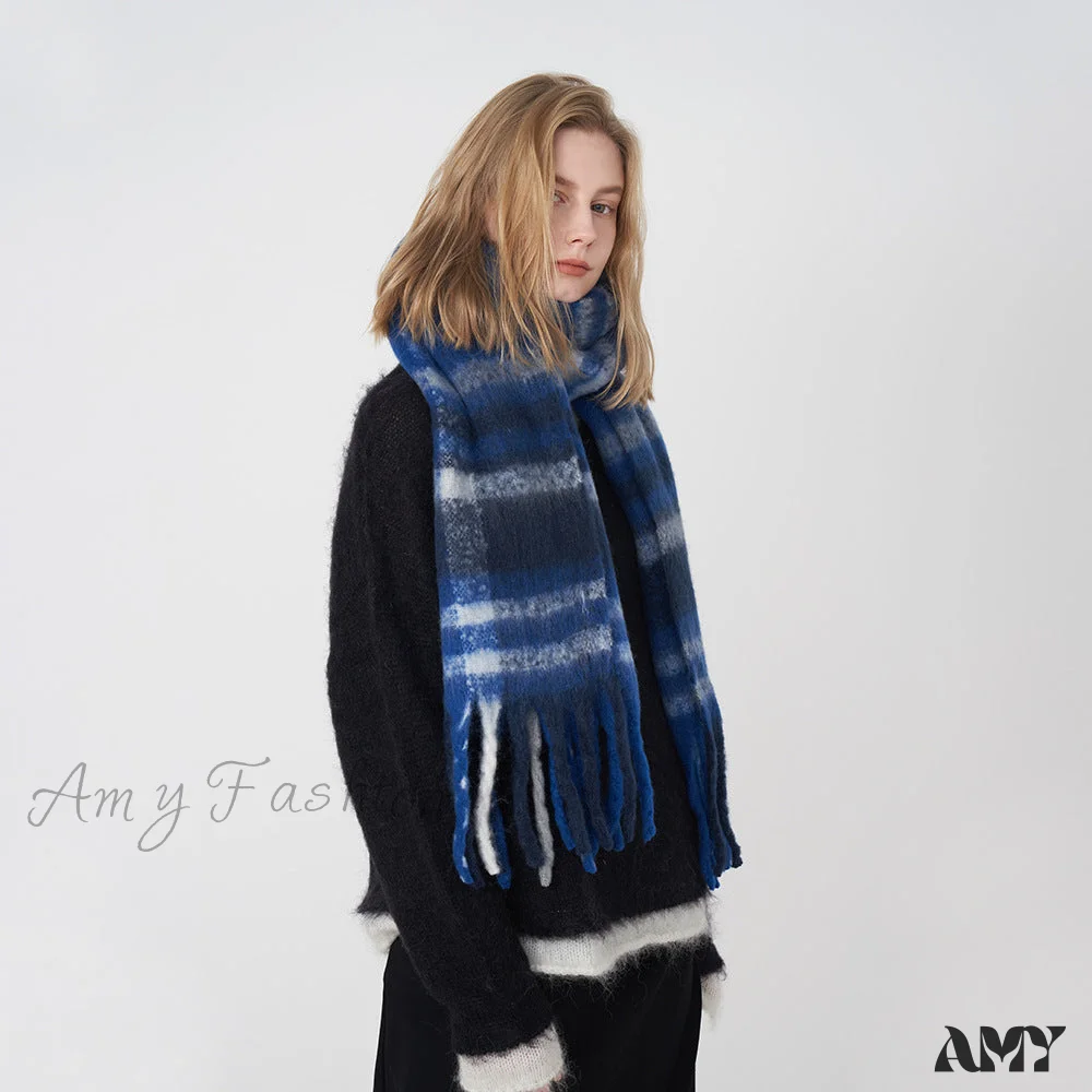 2024 New French Classic Retro Faux Cashmere Plaid Warm Cozy Scarf - Image 4