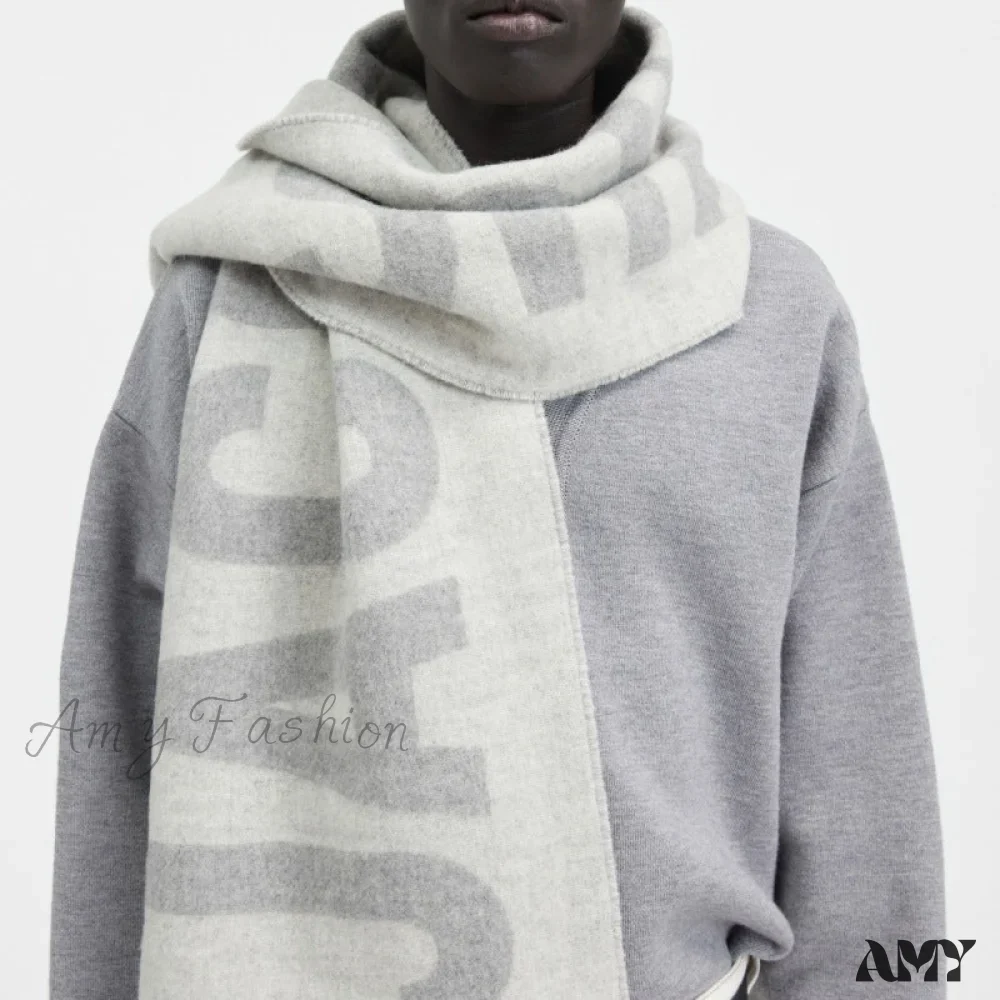 2024 New Wool Letter Jacquard Logo Fringe Unisex Warm Scarf - Image 4