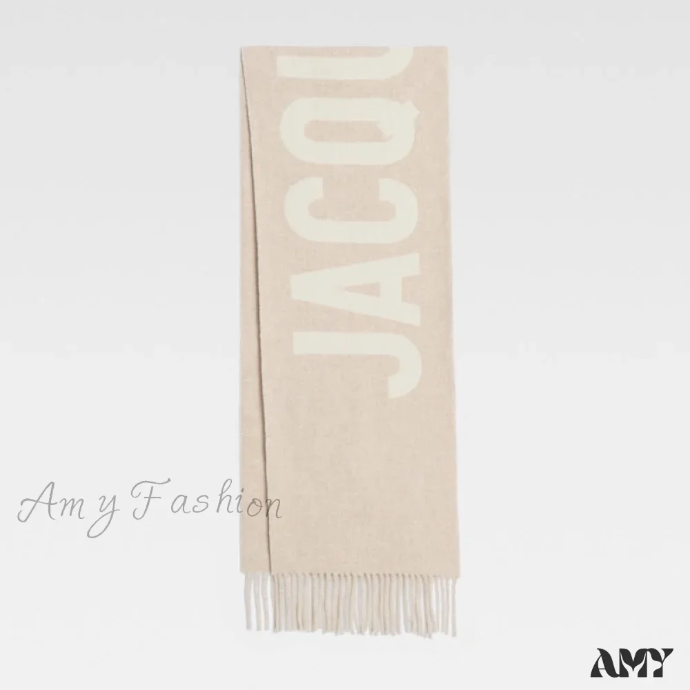 2024 New Wool Letter Jacquard Logo Fringe Unisex Warm Scarf - Image 6