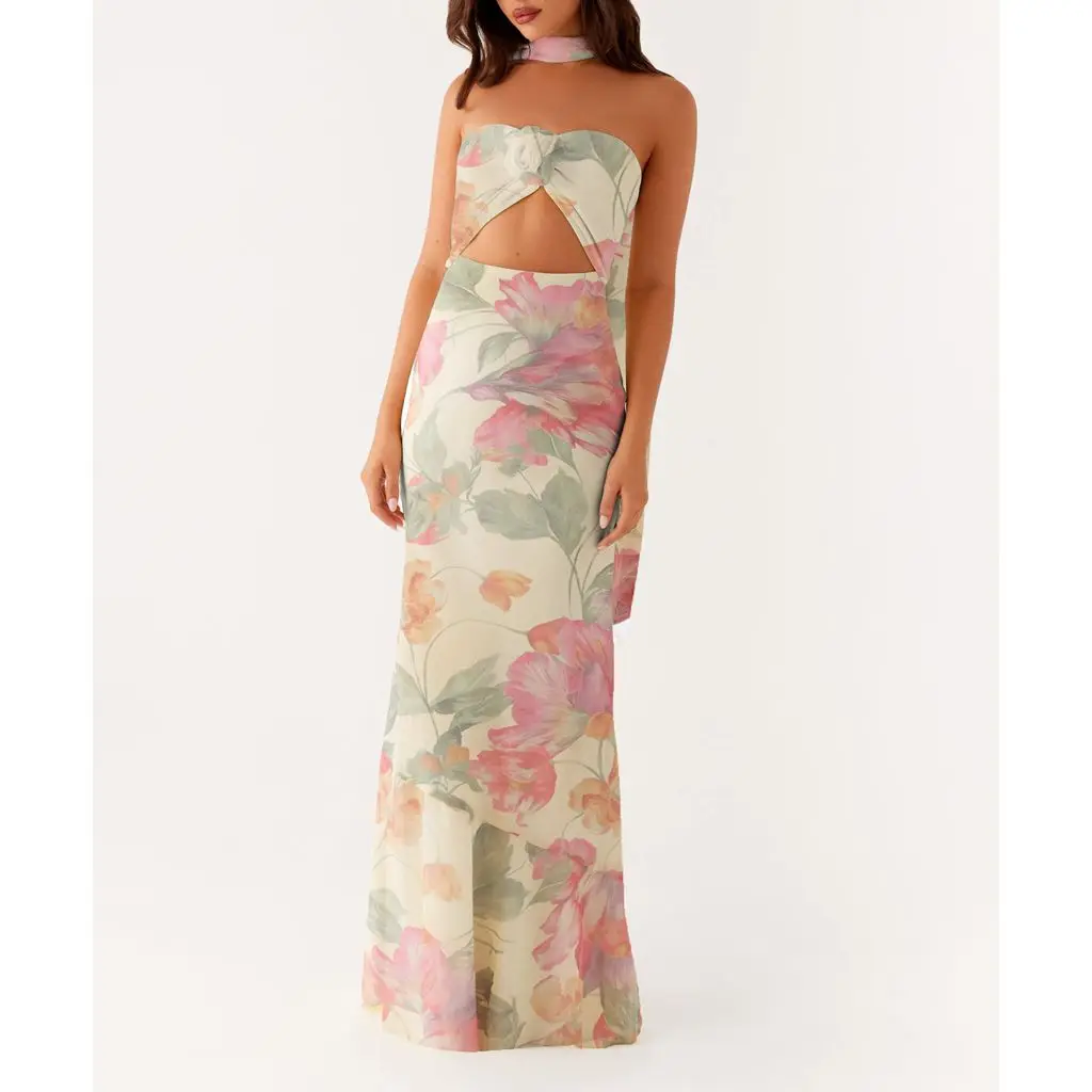 3D Flower Off Shoulder Mermaid Vacation Dress