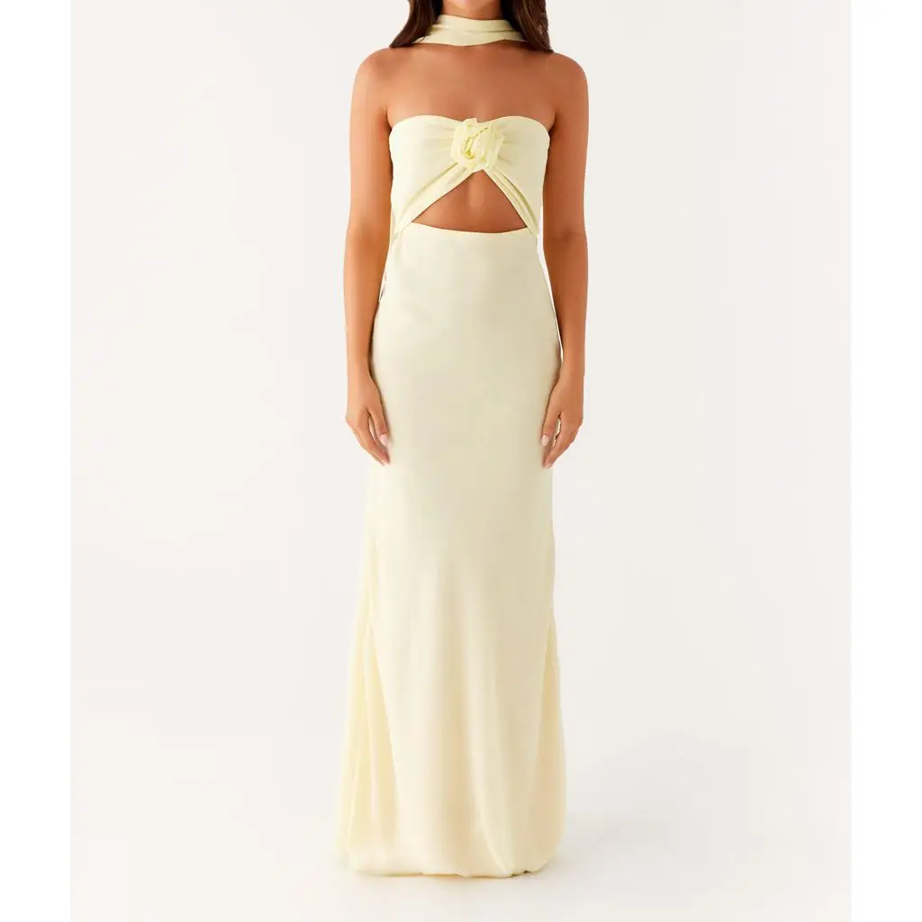 3D Flower Off Shoulder Mermaid Vacation Dress - Image 5