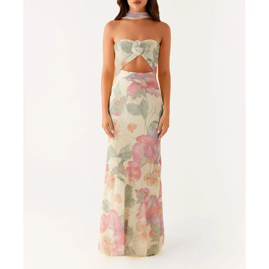3D Flower Off Shoulder Mermaid Vacation Dress - Image 6