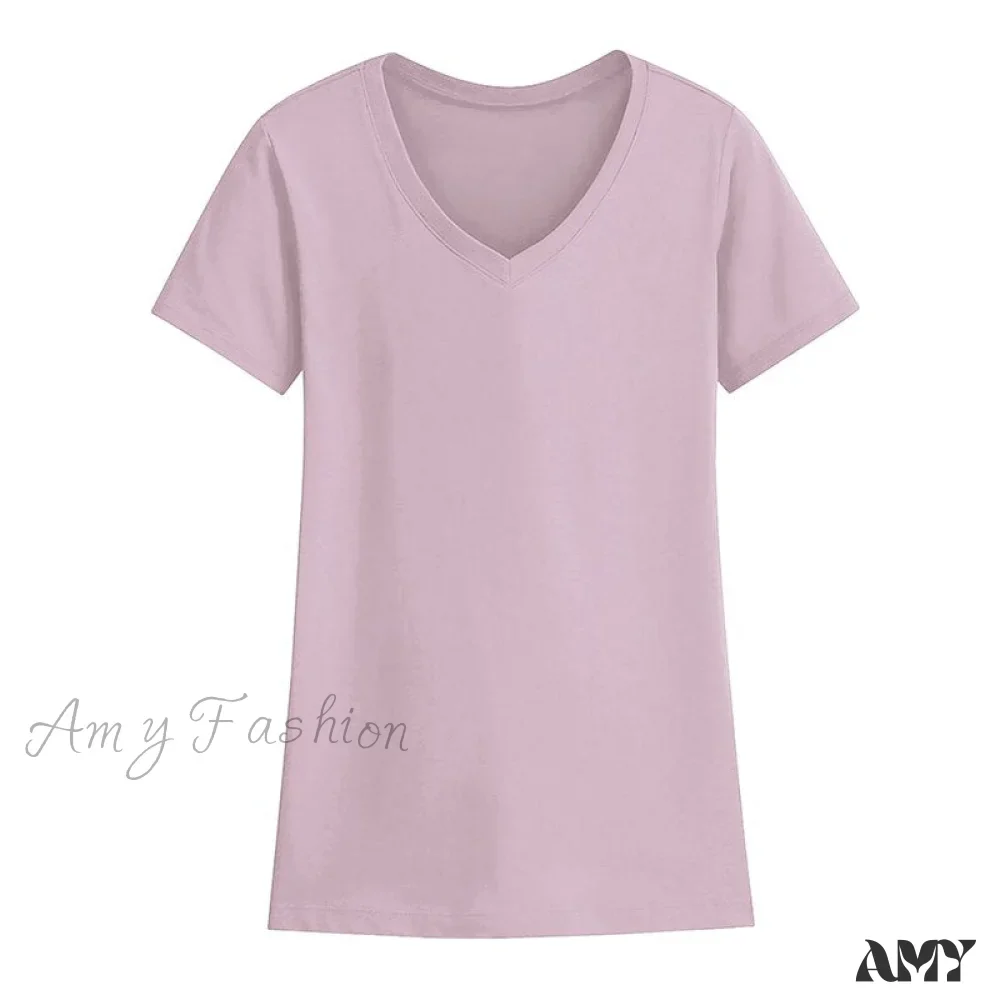 Amy Fashion - 95% Cotton Simple T-shirt - Image 11