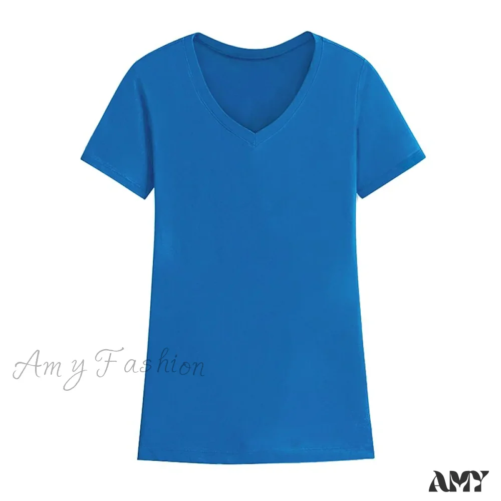 Amy Fashion - 95% Cotton Simple T-shirt - Image 7