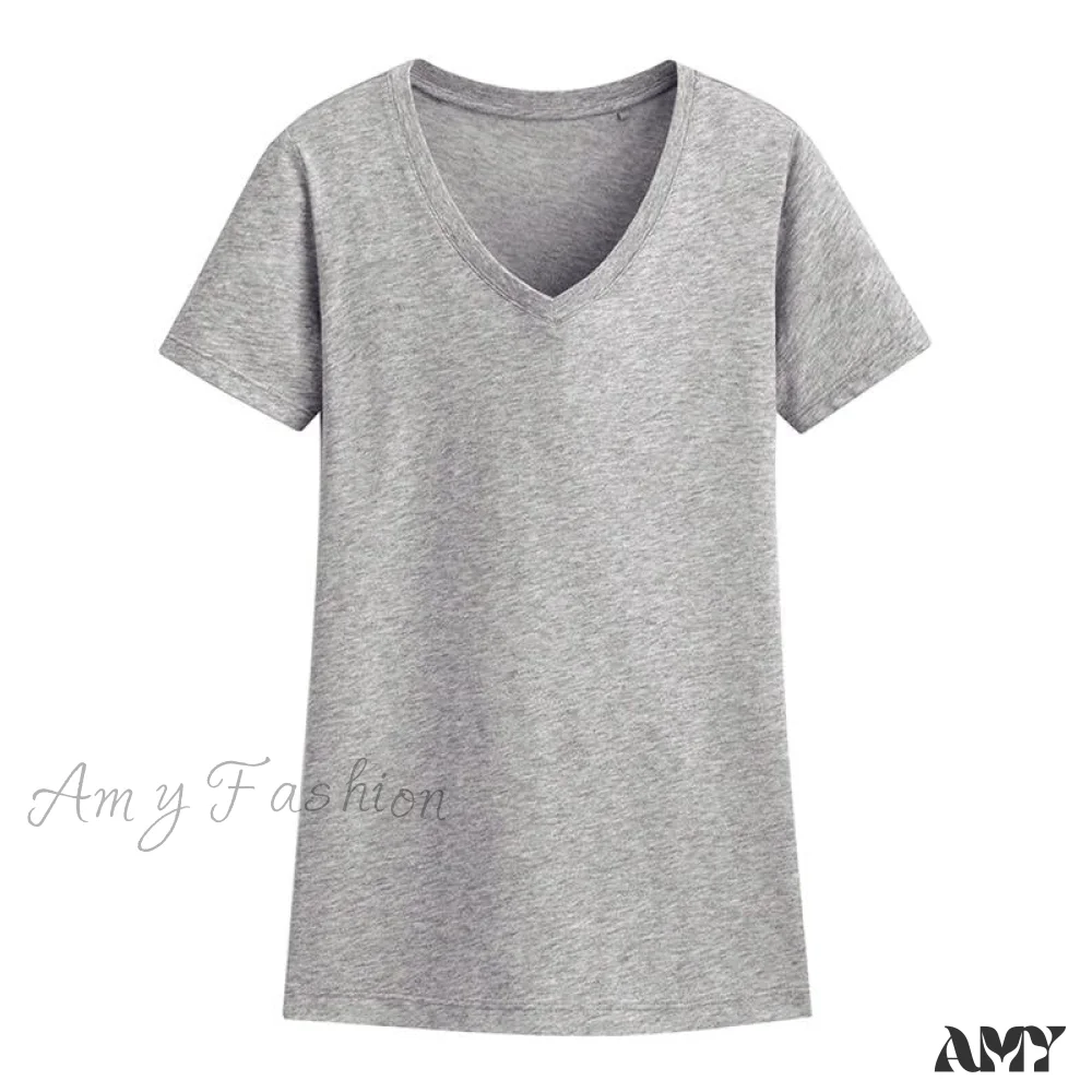 Amy Fashion - 95% Cotton Simple T-shirt - Image 8