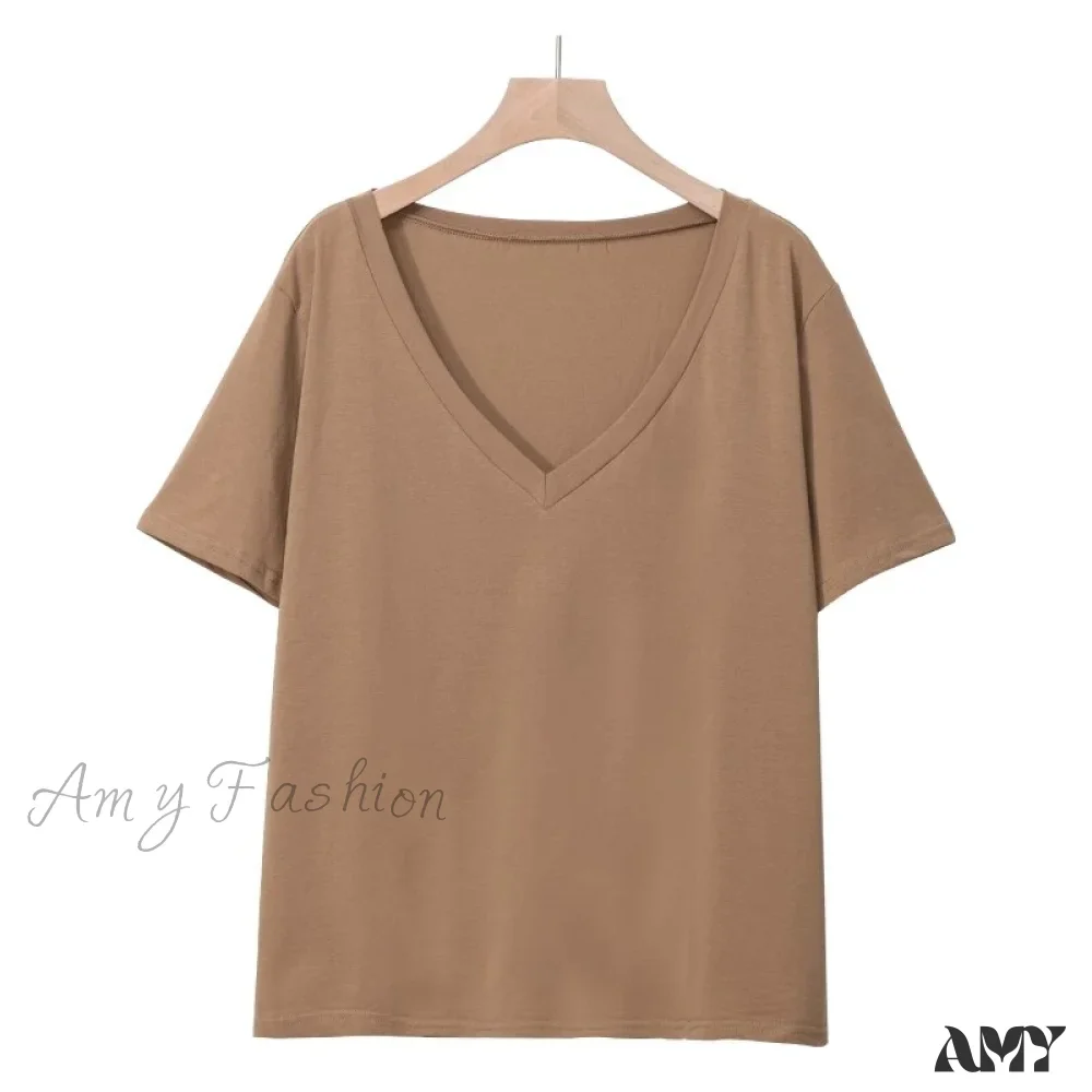 Amy Fashion - 95% Cotton Simple T-shirt - Image 9