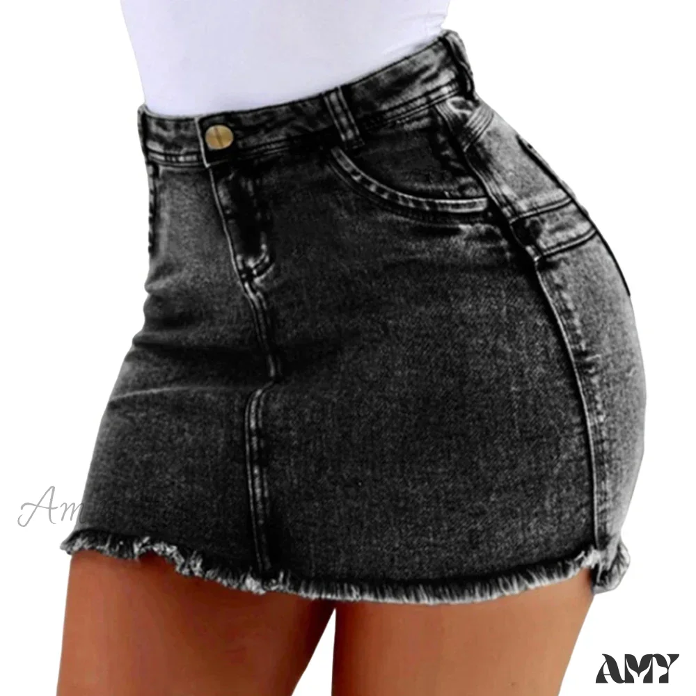 A-Line Sexy Vintage Denim Elegant Slim Bodycon Mini Skirt - Image 4