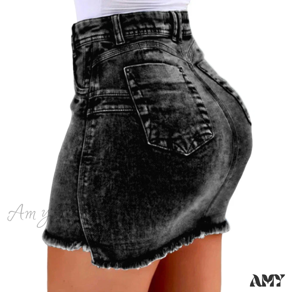 A-Line Sexy Vintage Denim Elegant Slim Bodycon Mini Skirt - Image 5