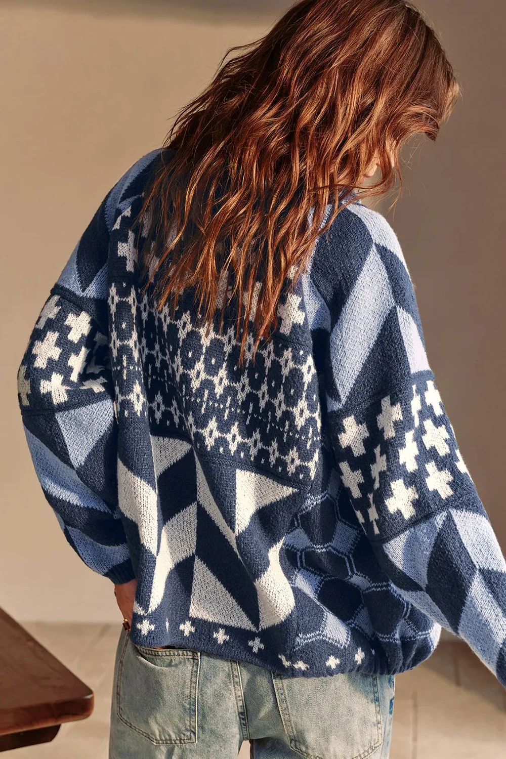 Abstract Y2K Loose Long Sleeve Knit Cardigan - Image 4