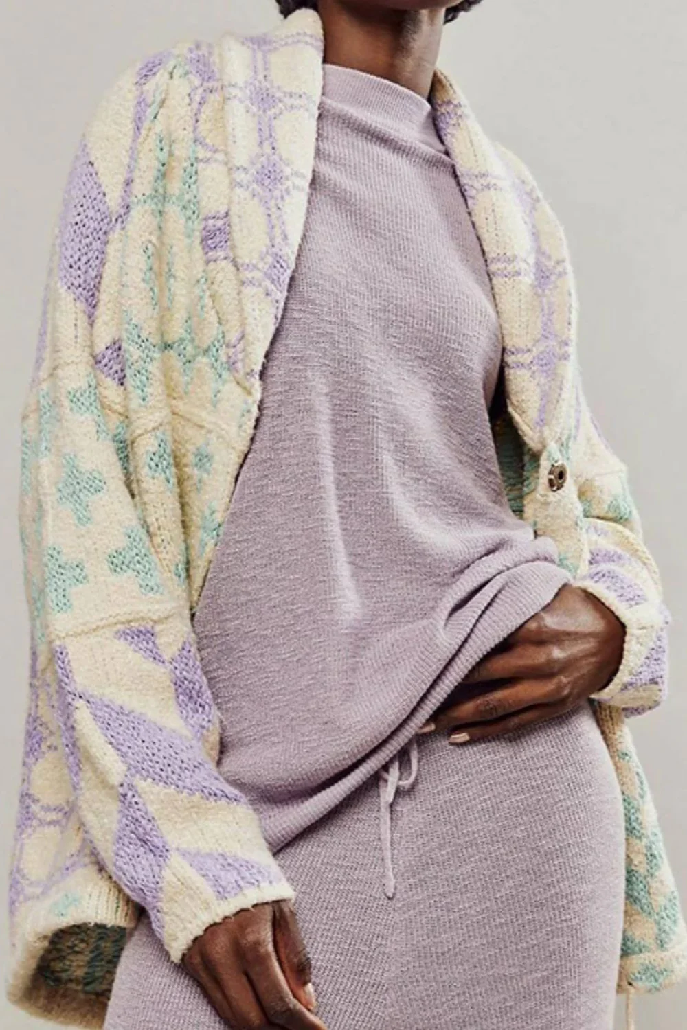 Abstract Y2K Loose Long Sleeve Knit Cardigan - Image 8