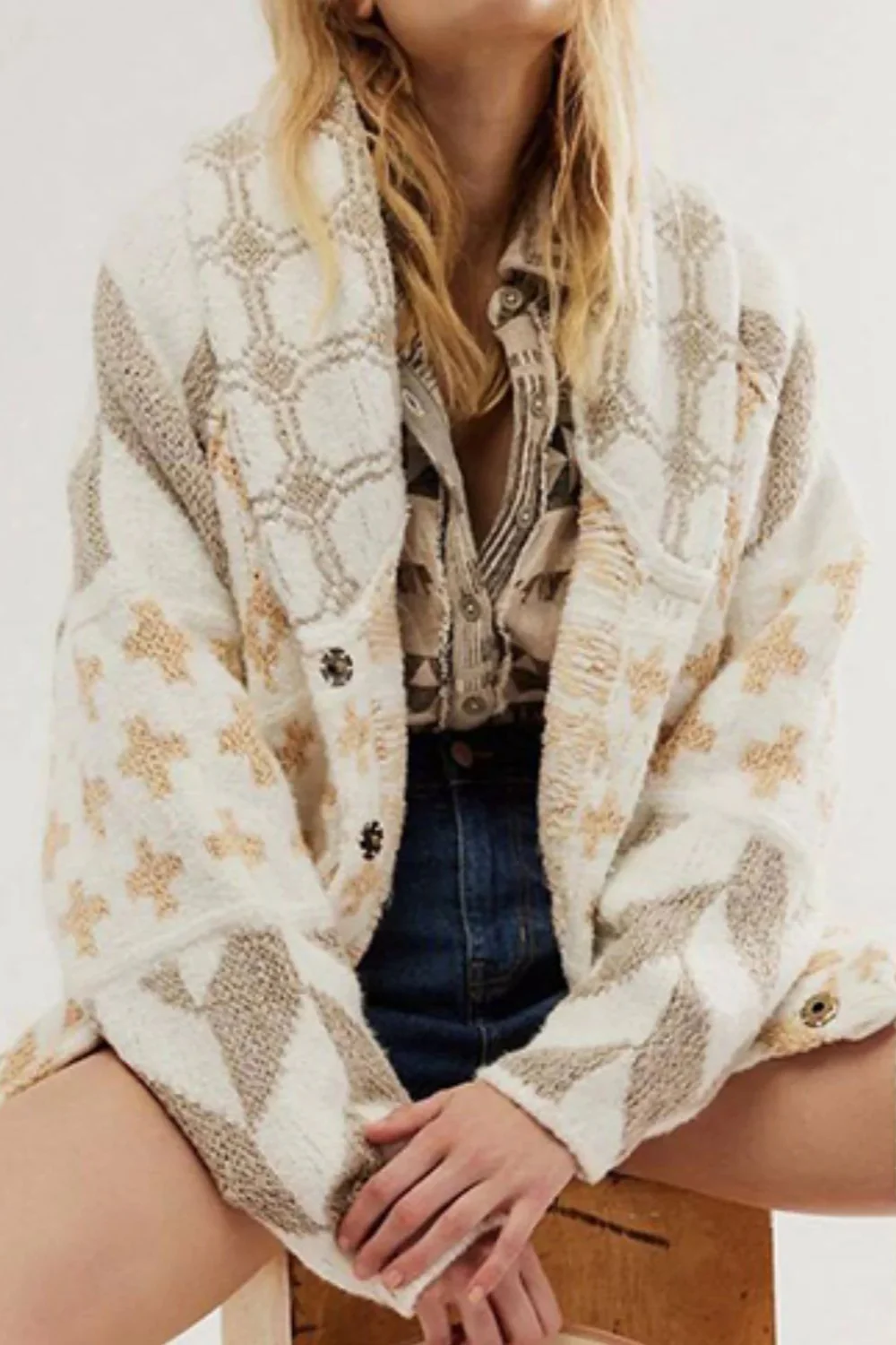 Abstract Y2K Loose Long Sleeve Knit Cardigan - Image 9