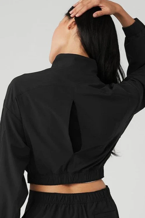Active Zip Breathable Crop Bomber Jacket - Image 4