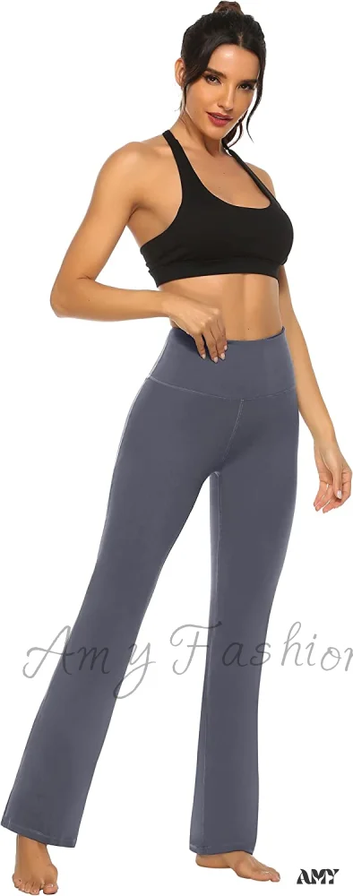 Amy Fashion - Bootcut High Waist Workout Bootleg Yoga Pants - Image 12