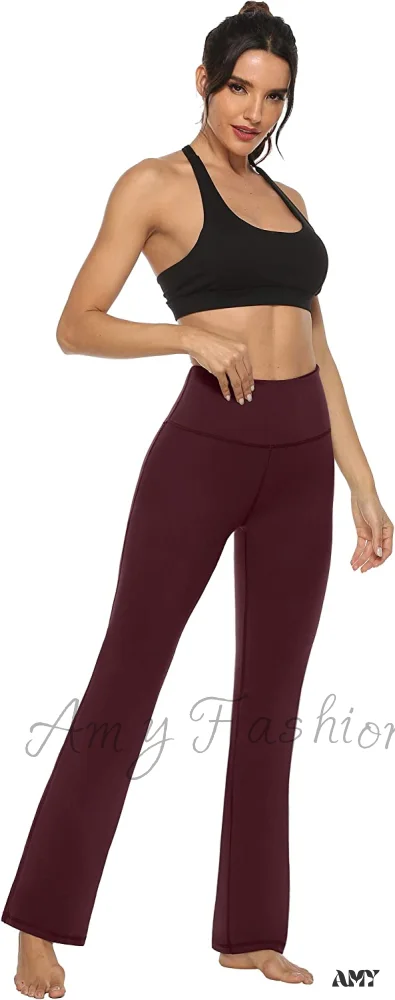Amy Fashion - Bootcut High Waist Workout Bootleg Yoga Pants - Image 16