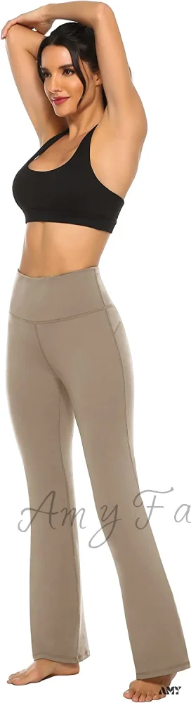 Amy Fashion - Bootcut High Waist Workout Bootleg Yoga Pants - Image 17