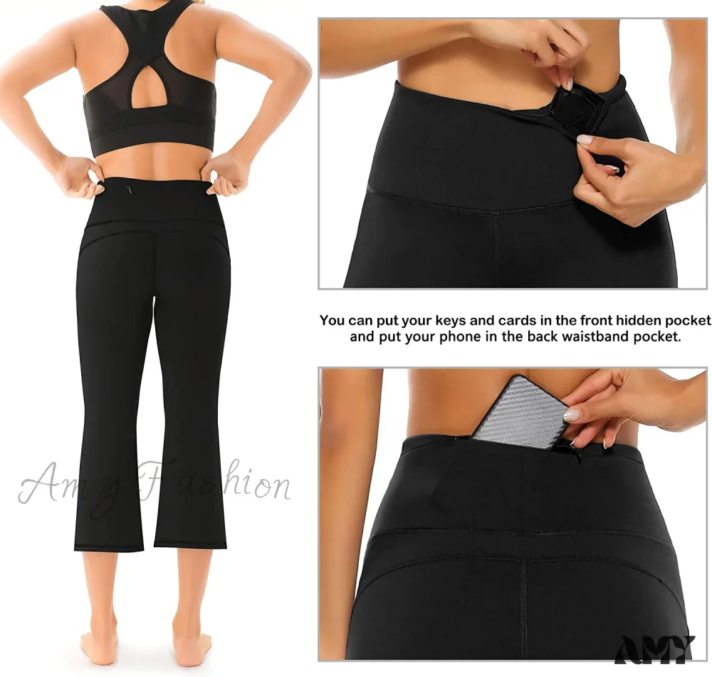 Amy Fashion - Bootcut High Waist Workout Bootleg Yoga Pants - Image 3