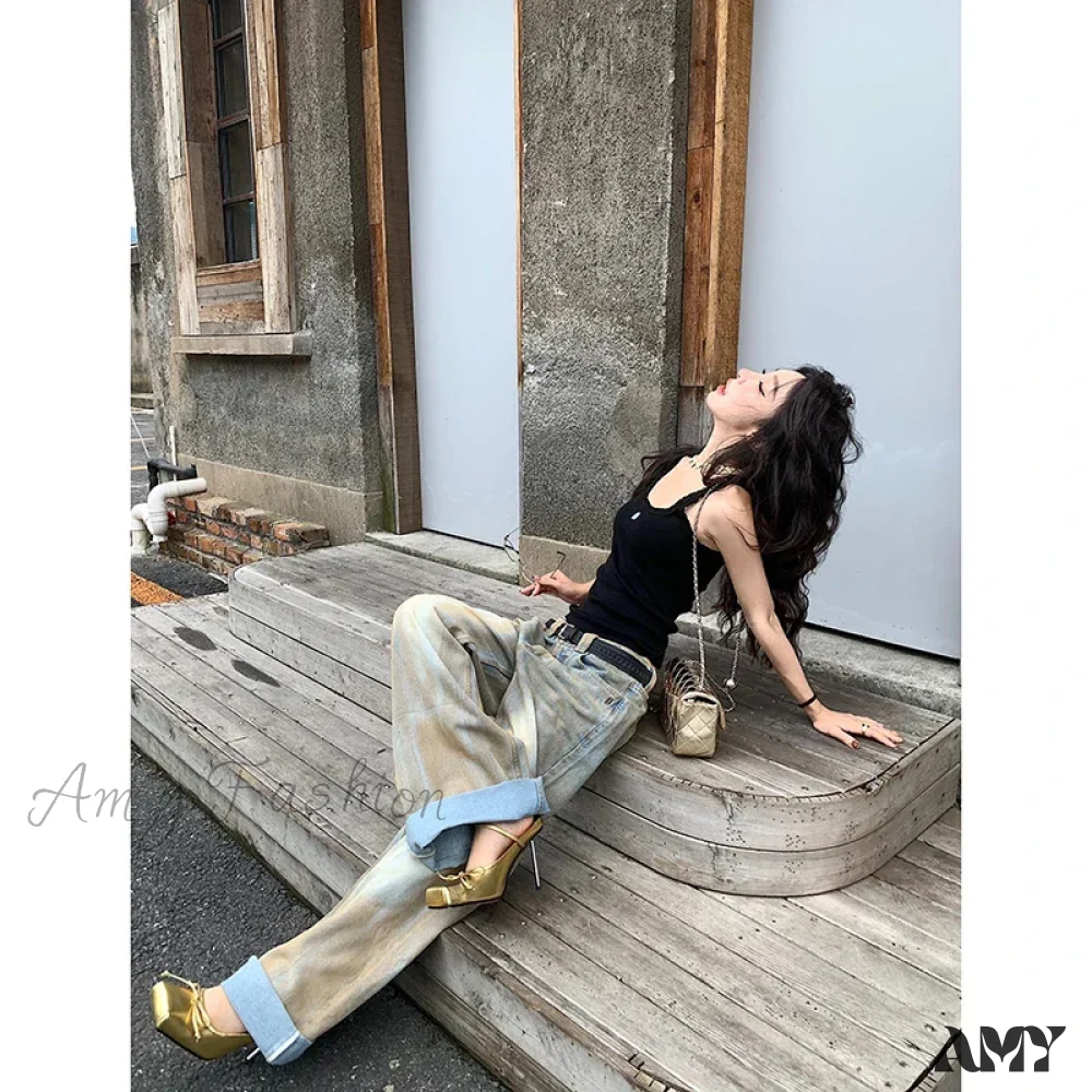 American Retro High Waist Straight Hip-Hop Vintage Casual Y2K Grunge Oversized Jean - Image 2