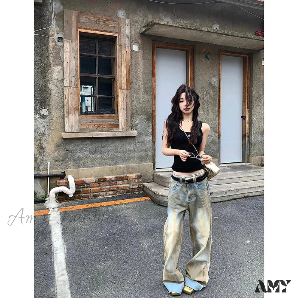 American Retro High Waist Straight Hip-Hop Vintage Casual Y2K Grunge Oversized Jean - Image 3