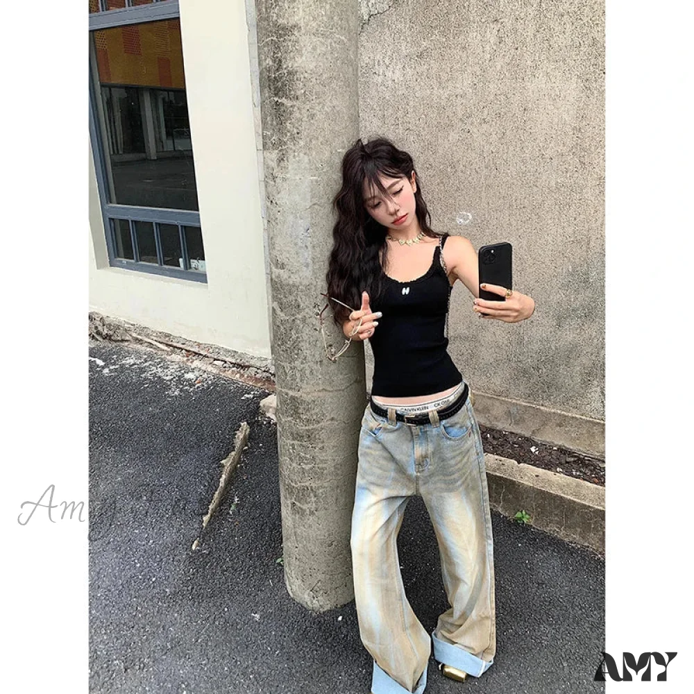 American Retro High Waist Straight Hip-Hop Vintage Casual Y2K Grunge Oversized Jean - Image 6