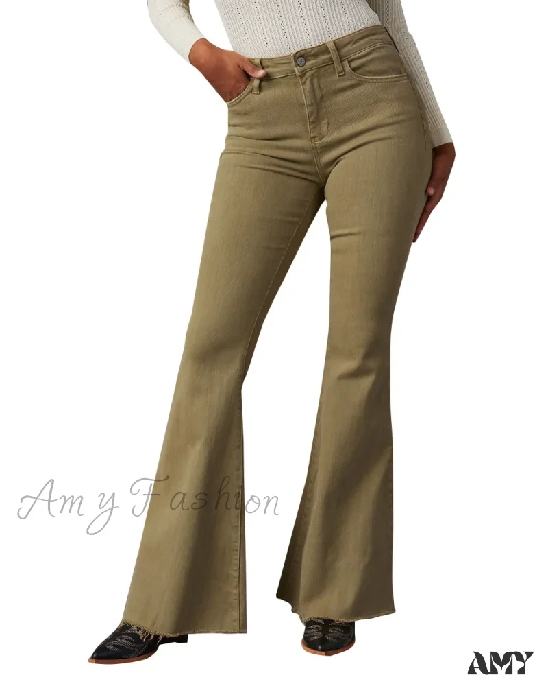 Amy Fashion - 2024 Fashion Flare Women Streetwear 90s Vintage Wide Leg Denim Pantalones Mujer Pantalon Femme Camel Clothes Jean - Image 3