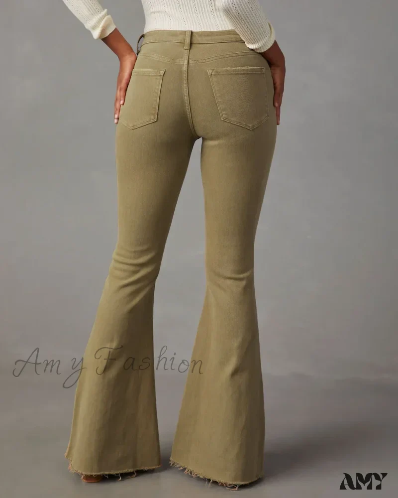 Amy Fashion - 2024 Fashion Flare Women Streetwear 90s Vintage Wide Leg Denim Pantalones Mujer Pantalon Femme Camel Clothes Jean - Image 4