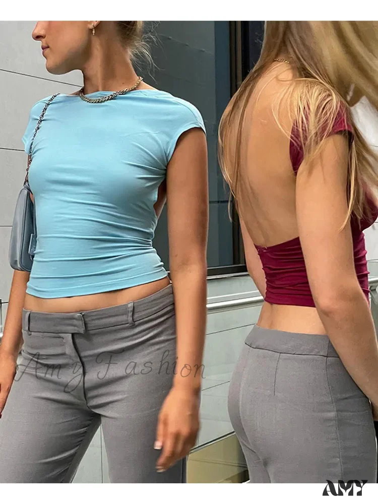 AMY - Backless Multi Ways Wear Skinny Basic Summer Crop Top - Image 6