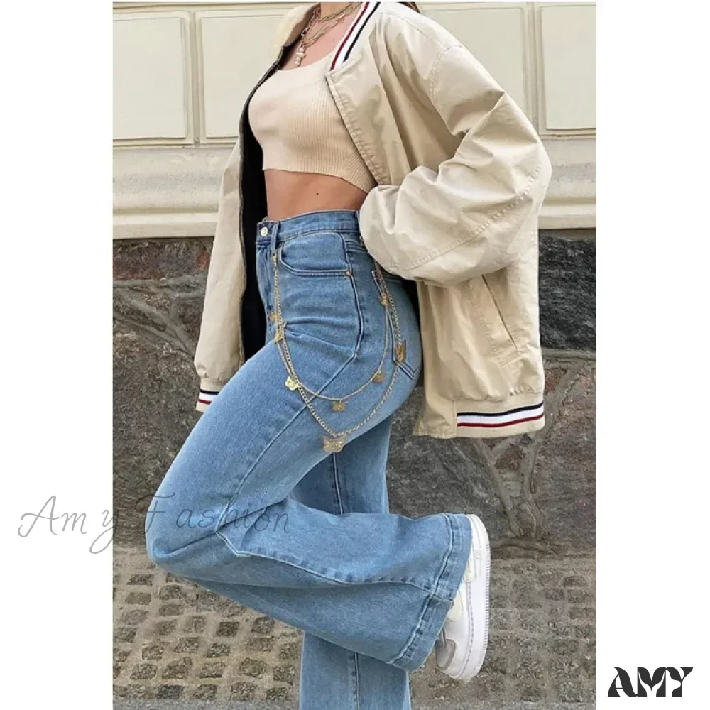 Amy Fashion - Casual Women's Flare High Waisted for Woman Streetwear Flared Denim 2024 Spring Summer Jean - Image 4
