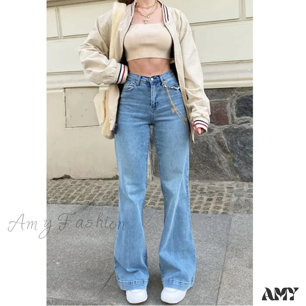 Amy Fashion - Casual Women's Flare High Waisted for Woman Streetwear Flared Denim 2024 Spring Summer Jean - Image 8