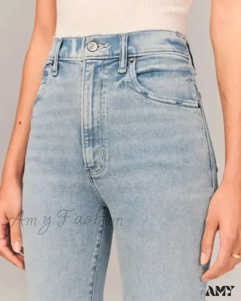 Amy Fashion - Flare Vintage Ladies Fashion Stretch Pocket Plus Size Wide Denim Jean - Image 5