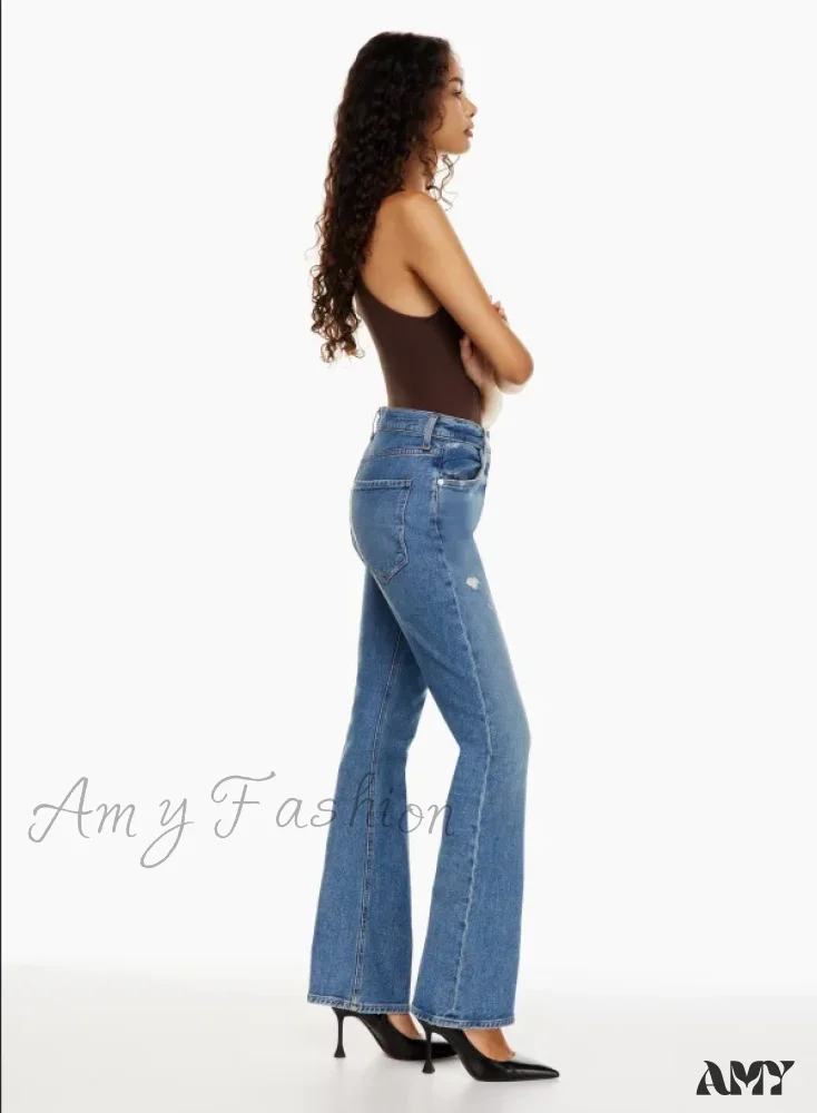 Amy Fashion - High Waist Loose Ripped Holes Streetwear Straight Ladies Denim Jean - Image 4