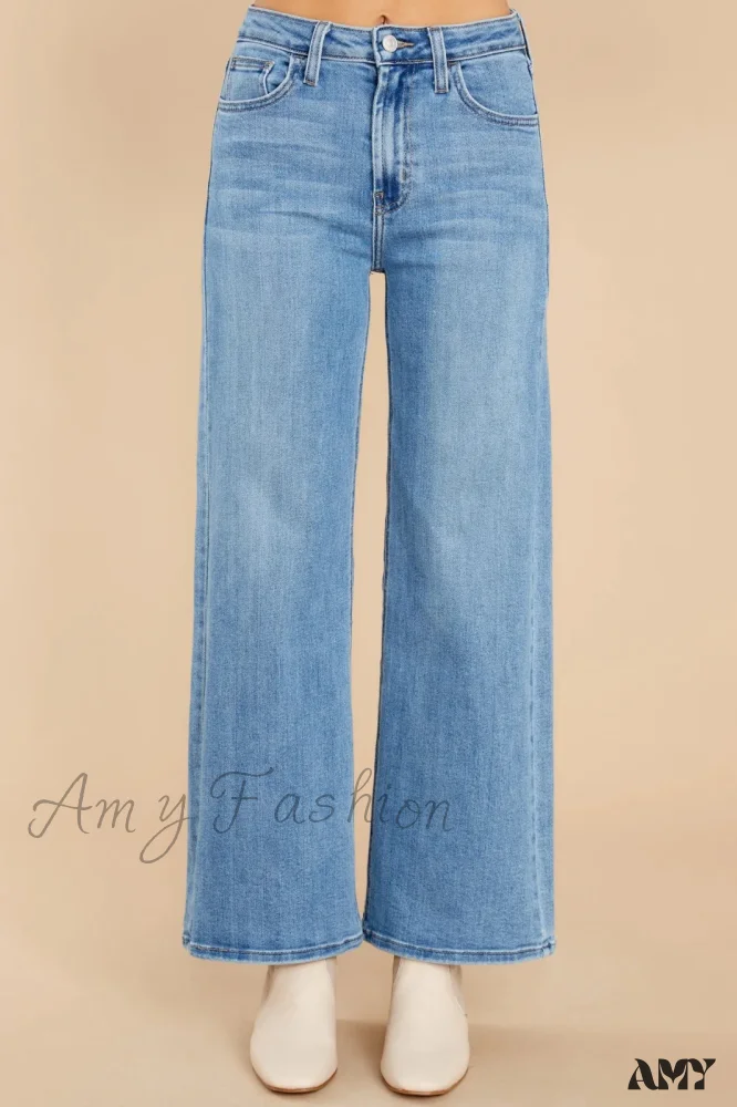 Amy Fashion - New Loose Straight Leg Casual Fashion Retro Distressed High Waist Wide Leg Cropped Denim Jean - Image 3