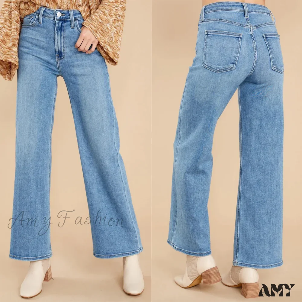 Amy Fashion - New Loose Straight Leg Casual Fashion Retro Distressed High Waist Wide Leg Cropped Denim Jean - Image 5
