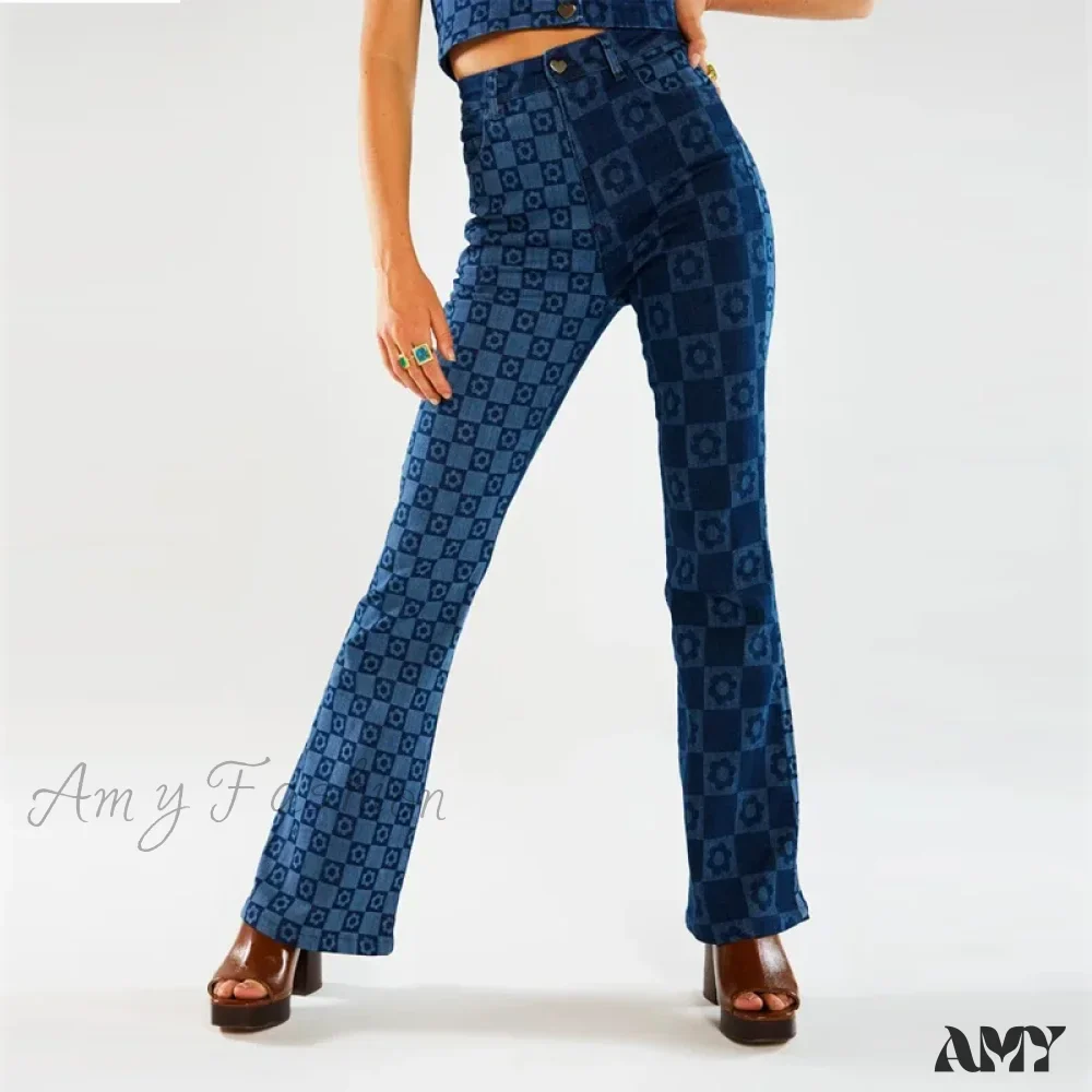 Amy Fashion - Stretch Fashion Print Women's High Waist Flare Women Long Summer Casual Streetwear Denim Pant Jean - Image 6