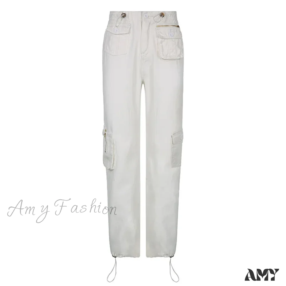 Amy Fashion - Vintage Cargo Baggy Streetwear Pockets Wide Leg Low Waist Casual Loose Y2k Denim Jean - Image 10