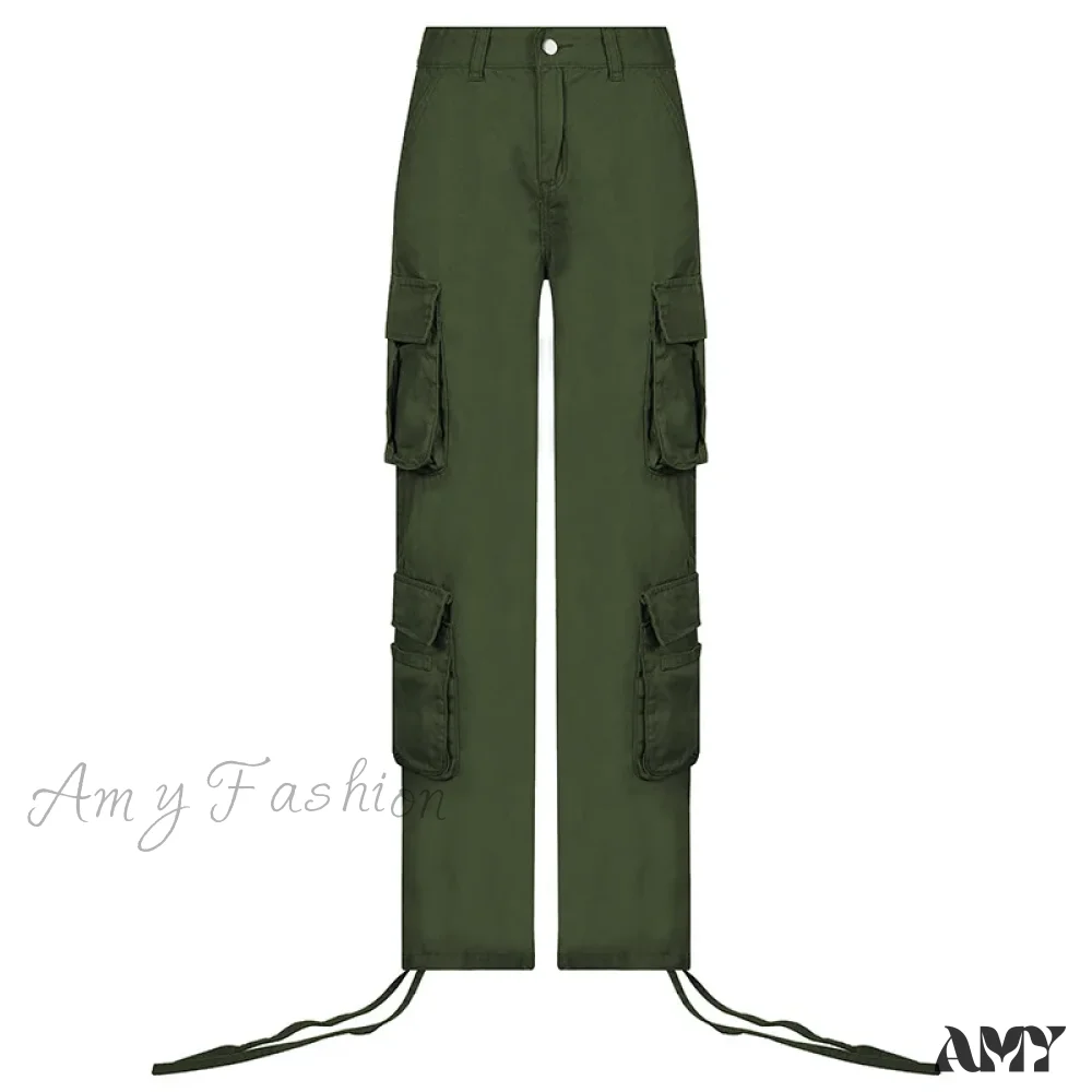 Amy Fashion - Vintage Cargo Baggy Streetwear Pockets Wide Leg Low Waist Casual Loose Y2k Denim Jean - Image 5