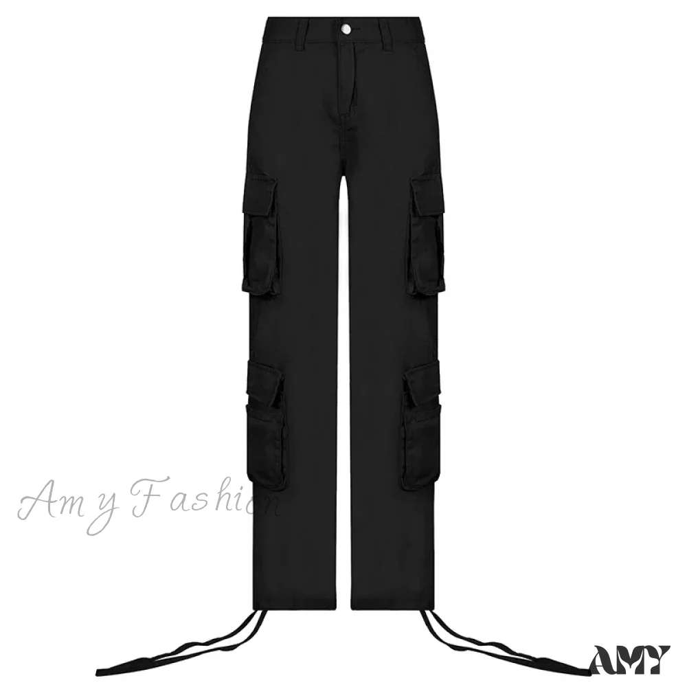Amy Fashion - Vintage Cargo Baggy Streetwear Pockets Wide Leg Low Waist Casual Loose Y2k Denim Jean - Image 6