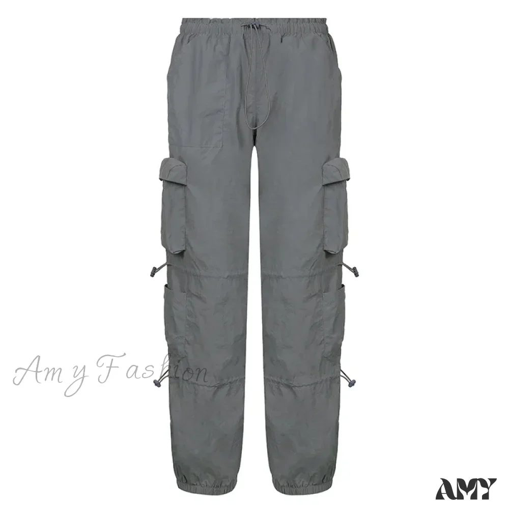 Amy Fashion - Vintage Cargo Baggy Streetwear Pockets Wide Leg Low Waist Casual Loose Y2k Denim Jean - Image 8