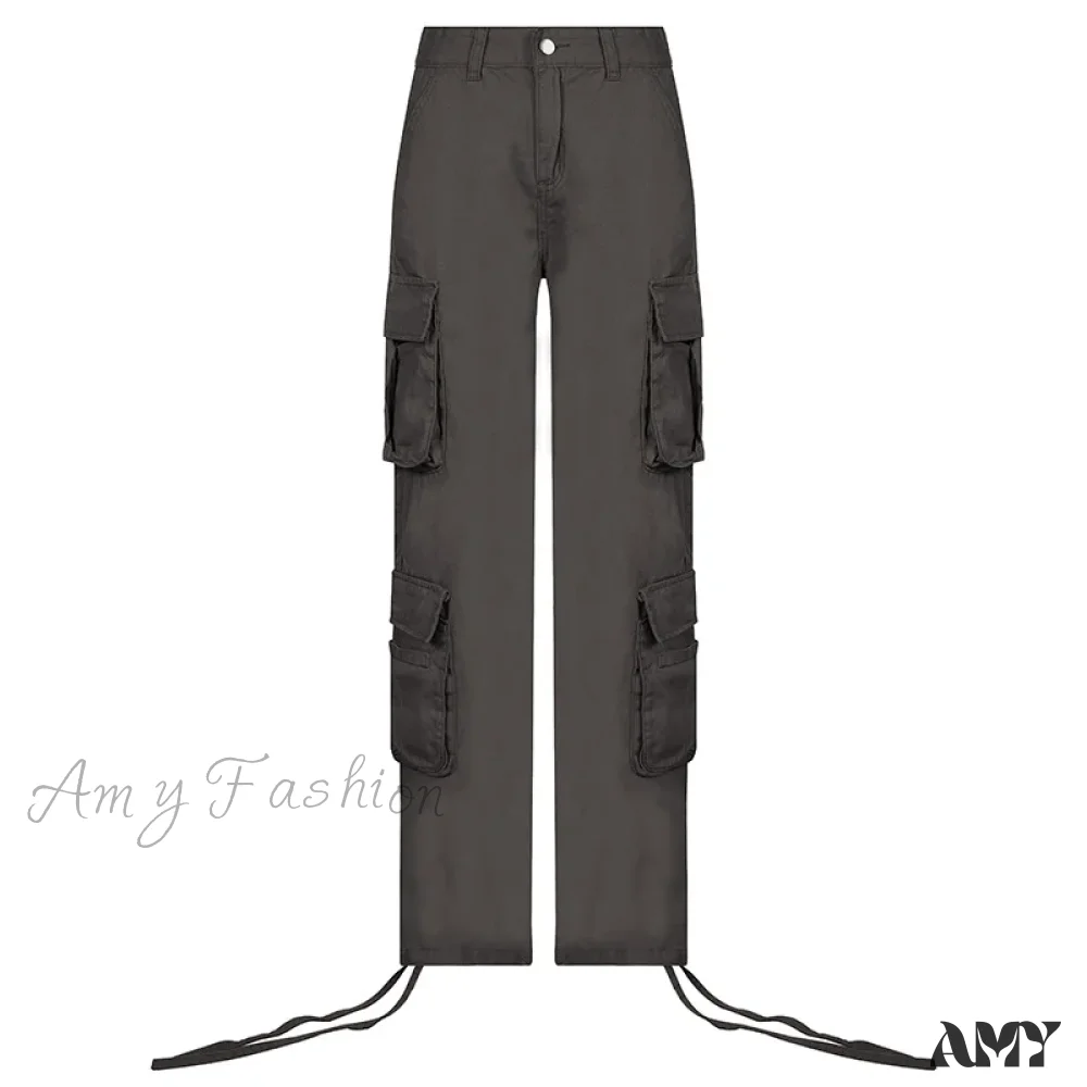 Amy Fashion - Vintage Cargo Baggy Streetwear Pockets Wide Leg Low Waist Casual Loose Y2k Denim Jean - Image 9