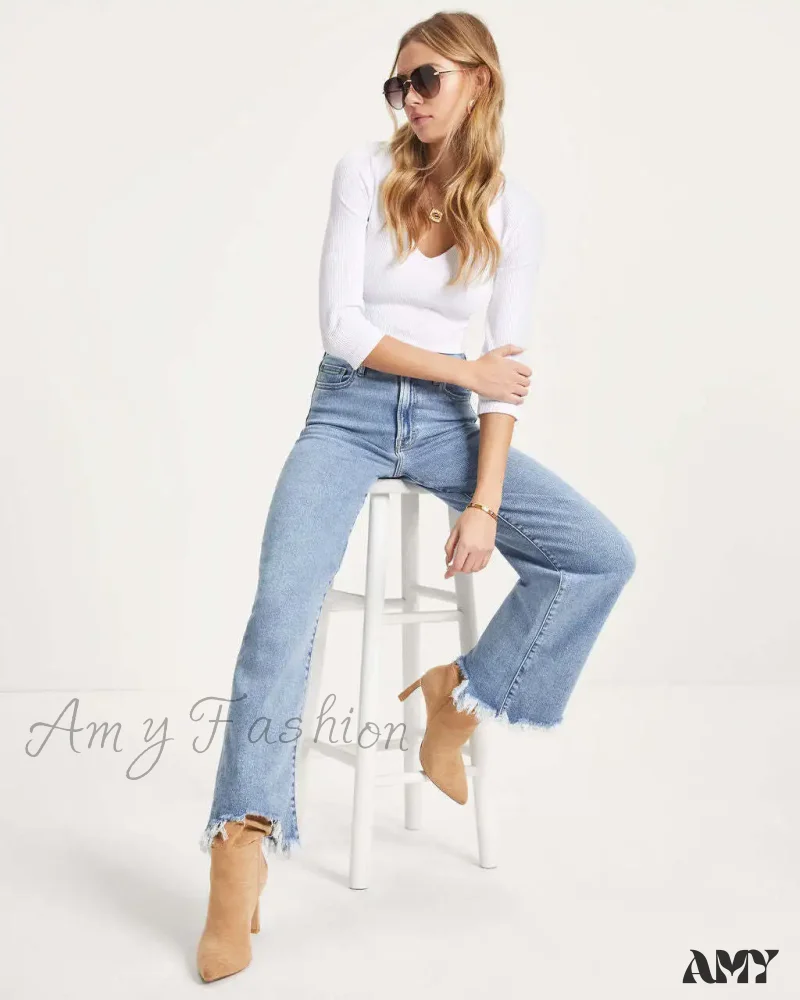 Amy Fashion - Vintage Fashion High Straight Korean Denim Jean - Image 5